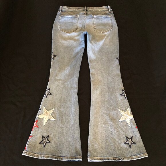 Free People x Driftwood Farrah Embroidered Flare Jeans Sz 29 - Picture 6 of 16